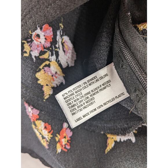 Wild Fable Cropped Blouse XXL Black Floral Side Zip Knot Front Bohemian Flower - Picture 7 of 12